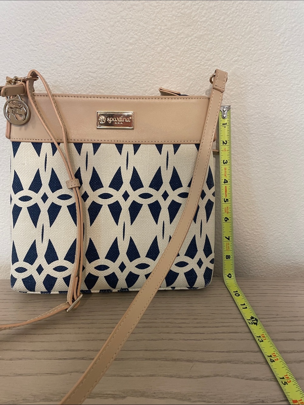 Spartina 449 Navy and Beige Geometric Canvas Tote - Picture 3 of 4